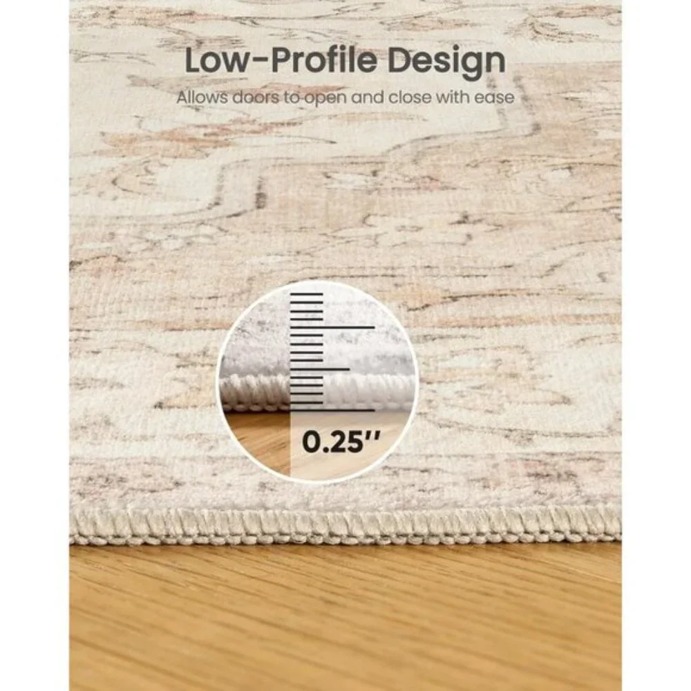 New 8x10 Vintage Area Rug, Soft Washable Non-Slip Low Profile Carpet for Home